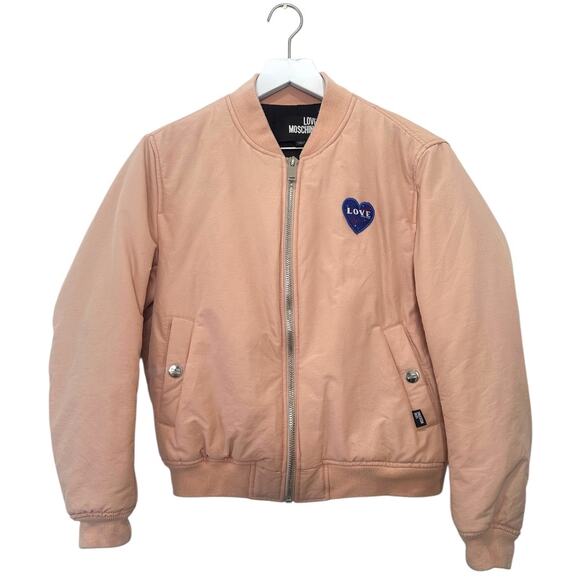 Love Moschino Pink Bomber Jacket with Heart Patch Size 4 - Picture 1 of 13